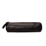 Pencil Case Genuine Leather Zipper Closure Portable Storage