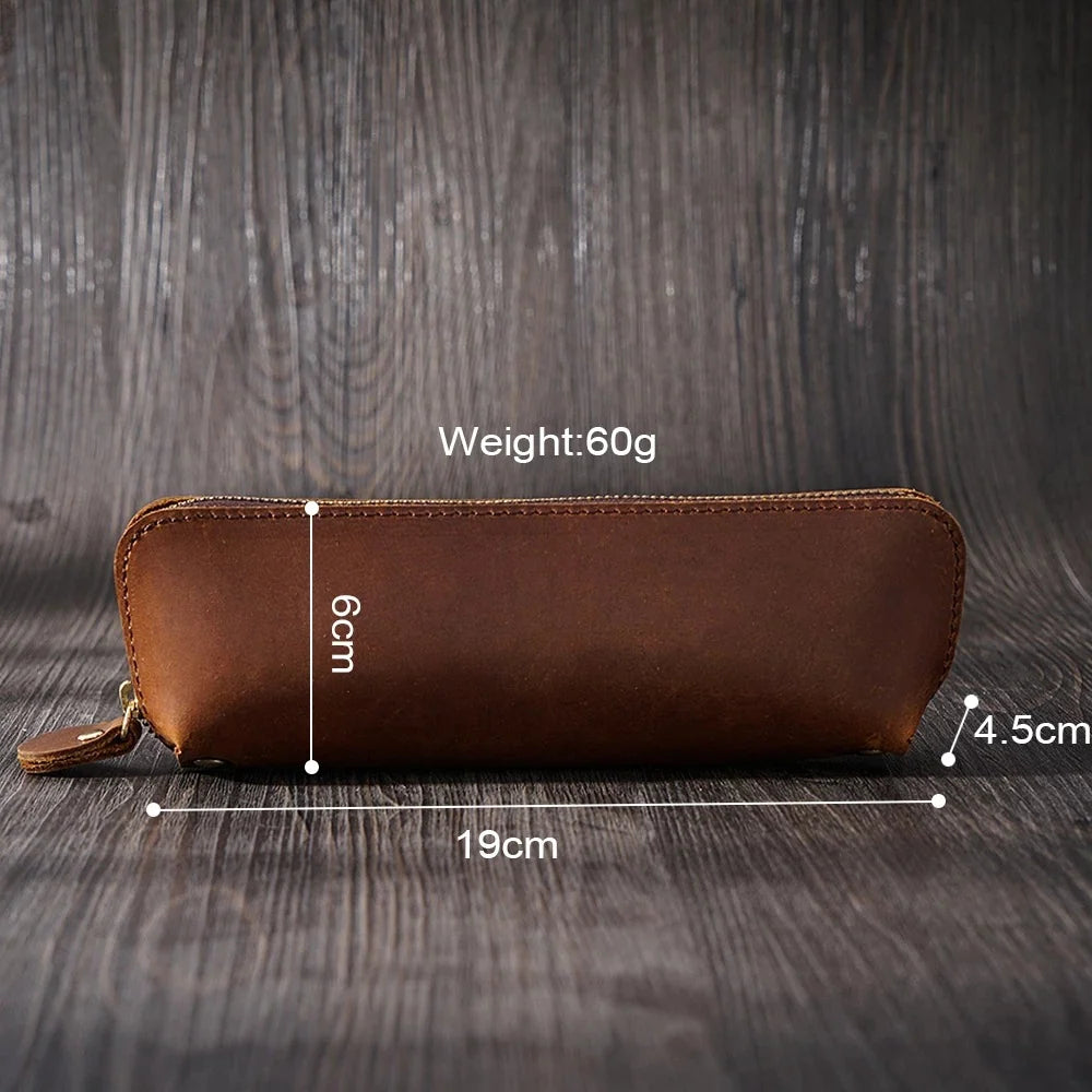 Pencil Case Leather Spacious Zipper Closure