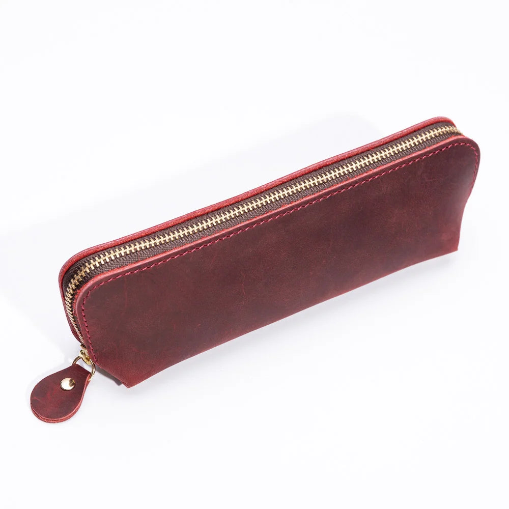 Pencil Case Leather Spacious Zipper Closure