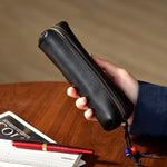 Pencil Case Leather Zipper Closure Compact Design