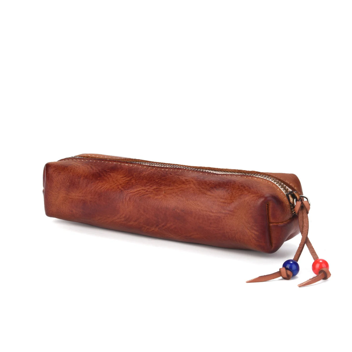 Pencil Case Leather Zipper Closure Compact Design