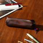 Pencil Case Leather Zipper Closure Compact Design