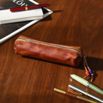 Pencil Case Leather Zipper Closure Compact Design