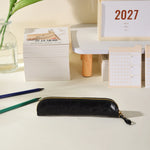 Pencil Case Leather Zipper Closure Compact Storage