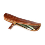 Pencil Case Leather Zipper Closure Compact Storage