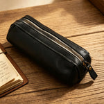 Pencil Case Leather Zipper Closure Spacious Design