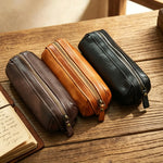 Pencil Case Leather Zipper Closure Spacious Design