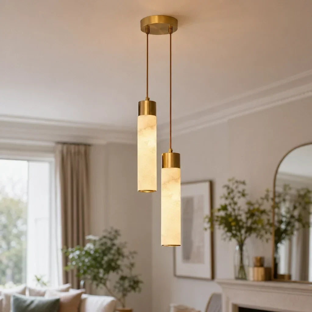 Pendant Light Alabaster Dimmable LED Adjustable Height