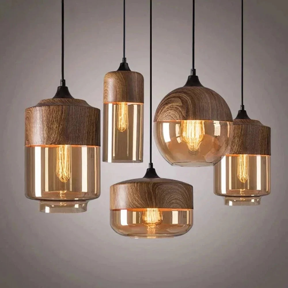 Pendant Light Amber Glass Warm Vintage Glow