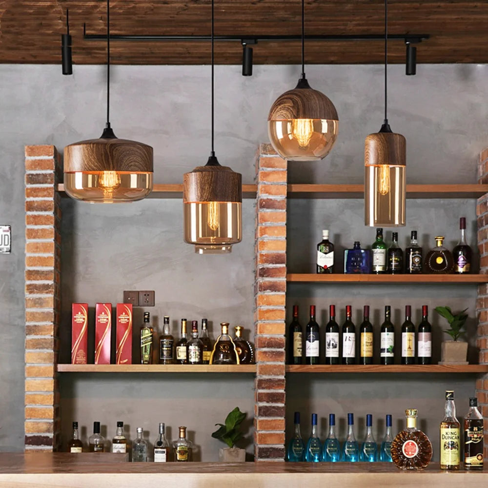 Pendant Light Amber Glass Warm Vintage Glow