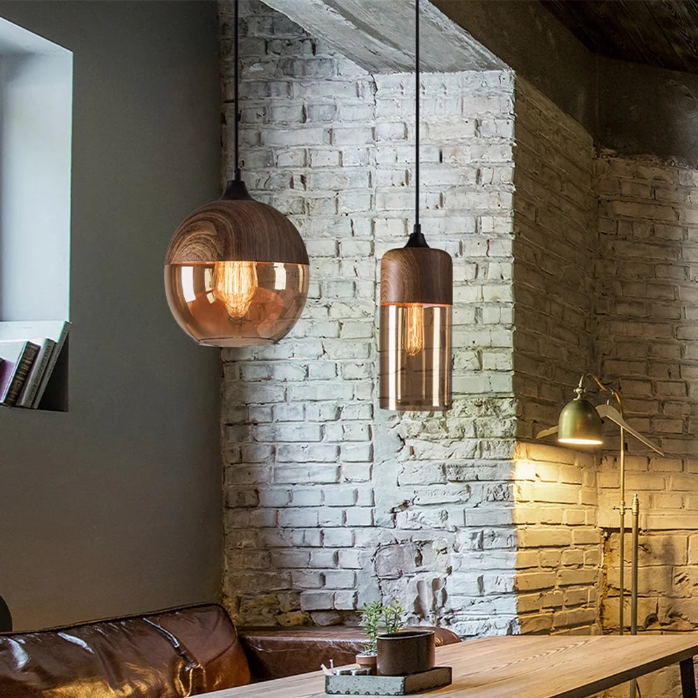 Pendant Light Amber Glass Warm Vintage Glow