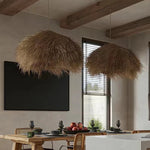 Pendant Light Handwoven Natural Straw Adjustable Cord