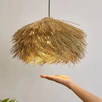 Pendant Light Handwoven Natural Straw Adjustable Cord