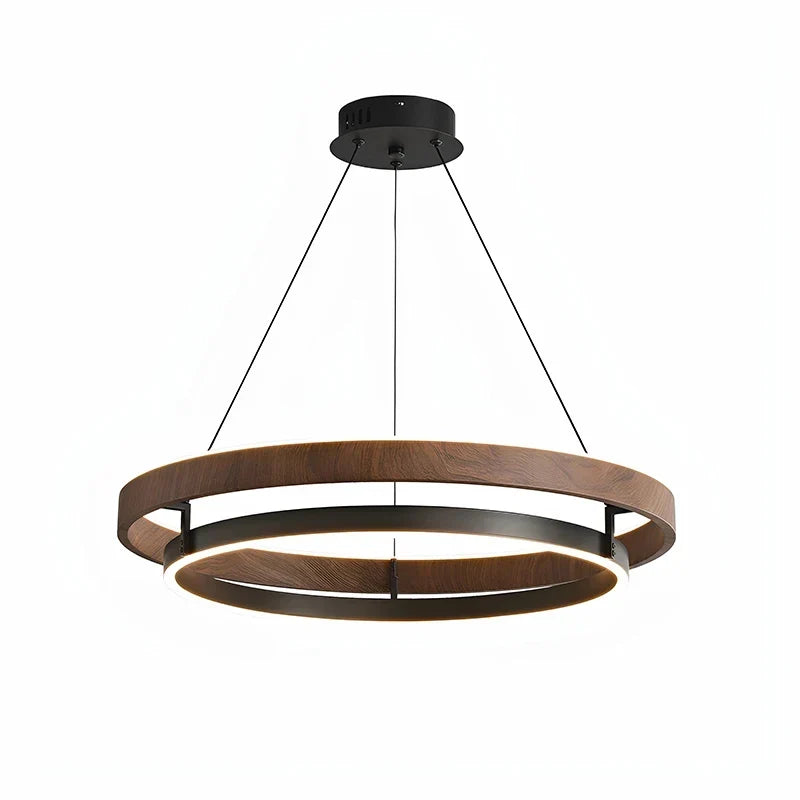 Pendant Light Round Wood-Look Finish Dimmable