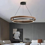 Pendant Light Round Wood-Look Finish Dimmable