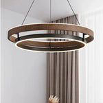 Pendant Light Round Wood-Look Finish Dimmable