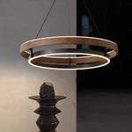 Pendant Light Round Wood-Look Finish Dimmable
