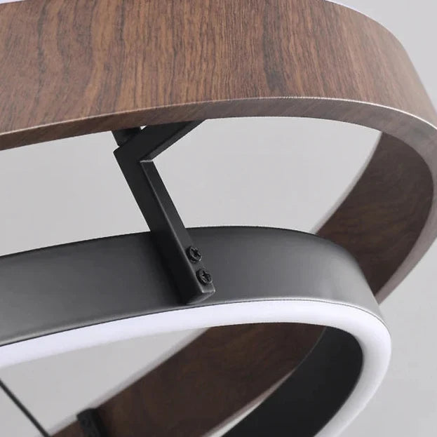 Pendant Light Round Wood-Look Finish Dimmable