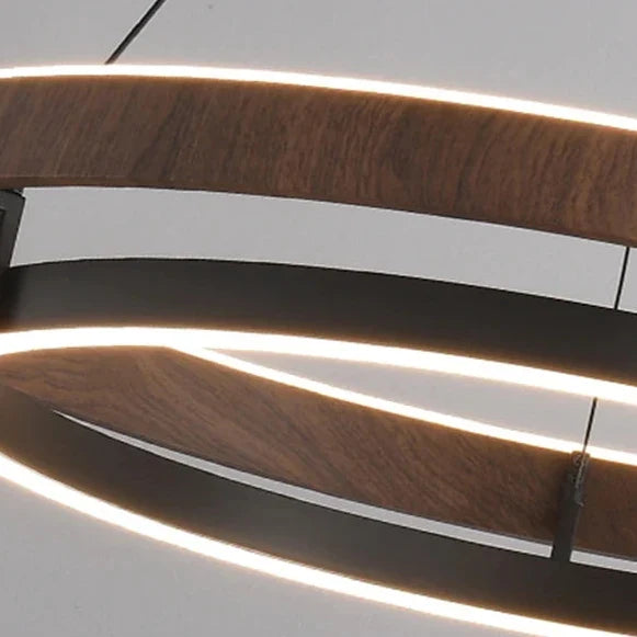 Pendant Light Round Wood-Look Finish Dimmable