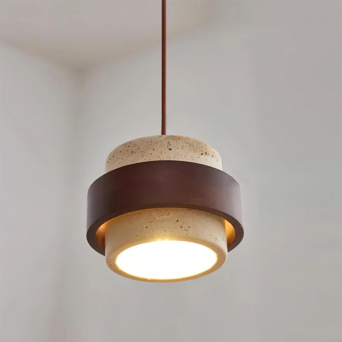 Pendant Light Travertine Stone Adjustable Height Warm Glow