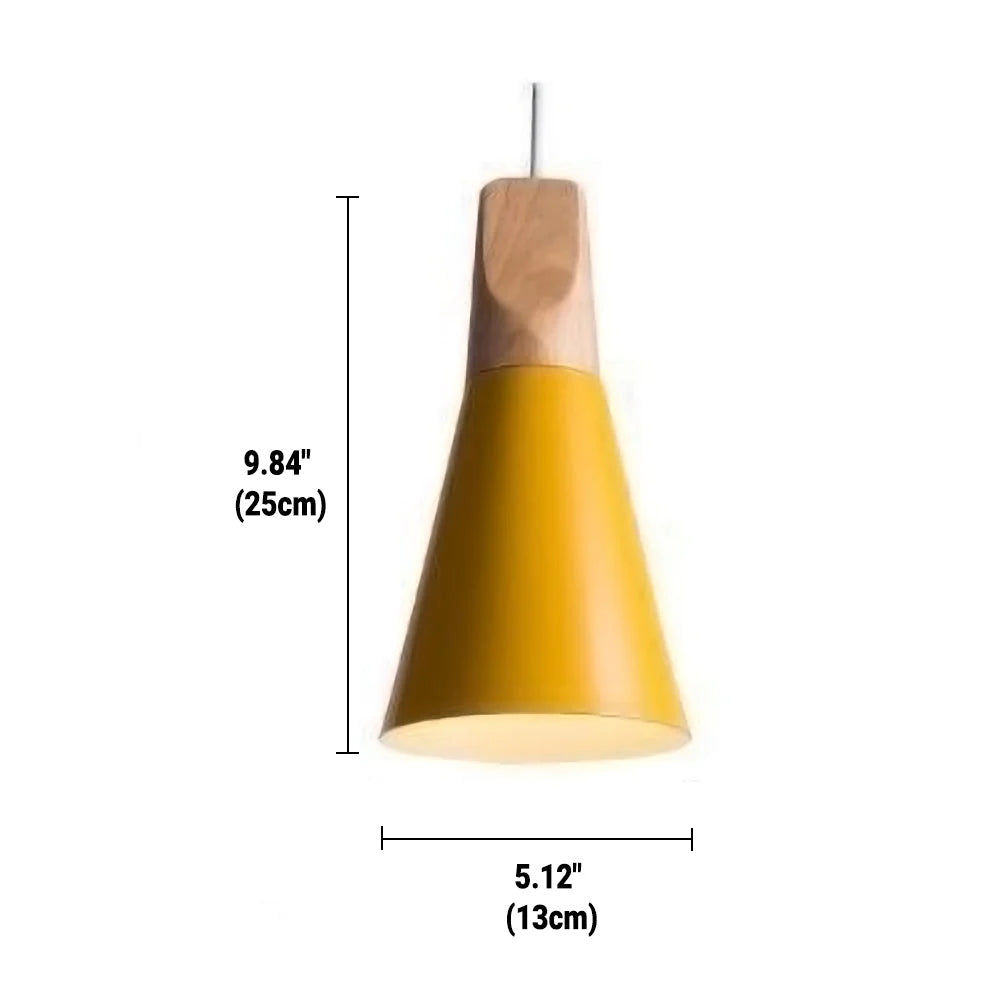 Pendant Light Wood & Metal Height-Adjustable Cable