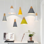 Pendant Light Wood & Metal Height-Adjustable Cable