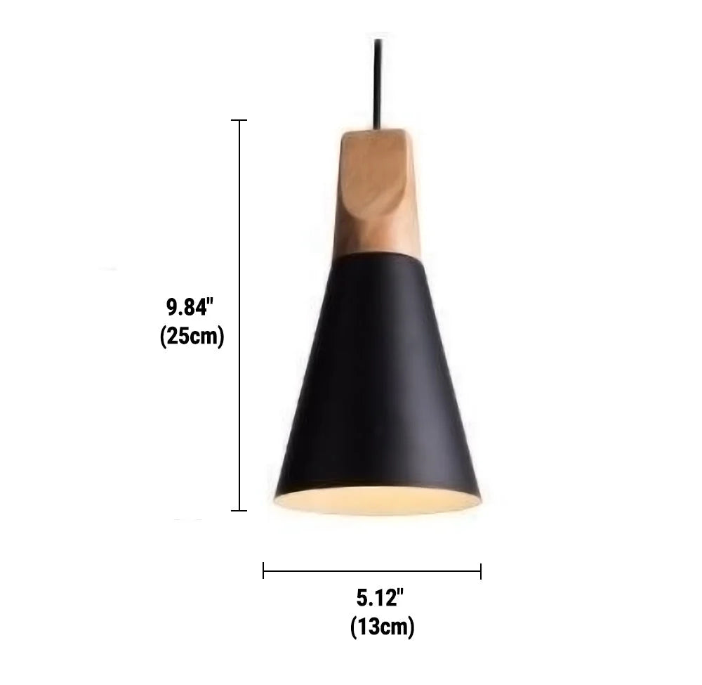 Pendant Light Wood & Metal Height-Adjustable Cable