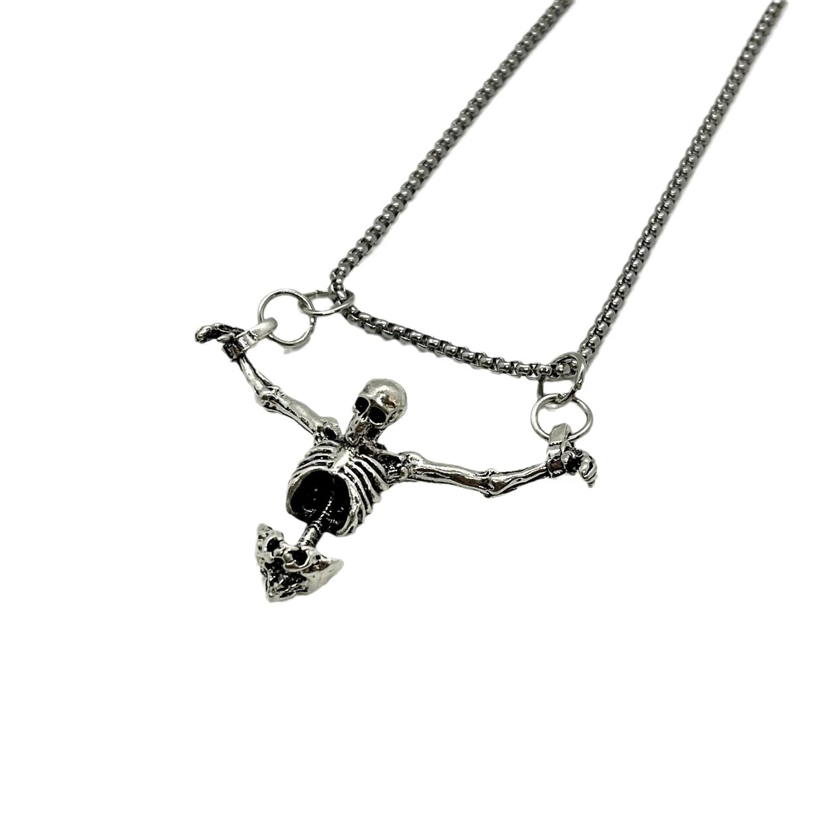 Pendant Necklace Metal Skeleton Design Adjustable Chain Tarnish-Resistant