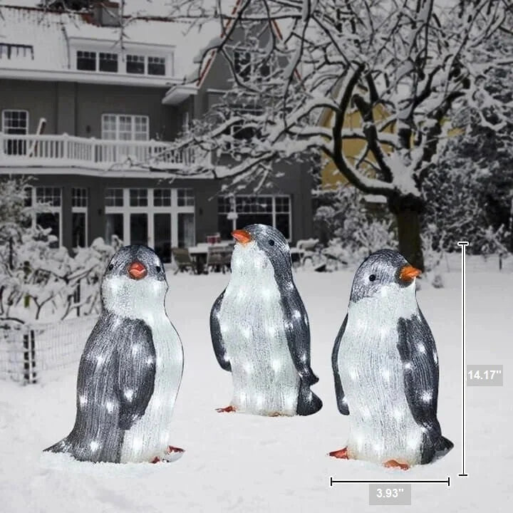 Penguin Christmas Decoration Lighted Weather-Resistant Set of 3