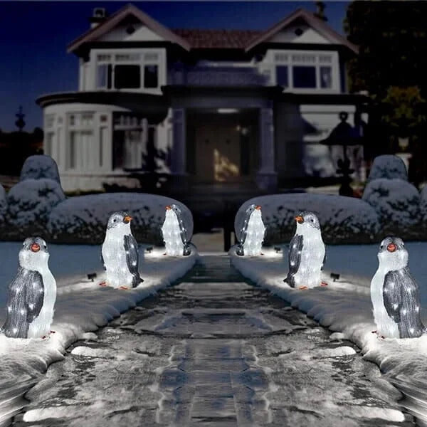 Penguin Christmas Decoration Lighted Weather-Resistant Set of 3