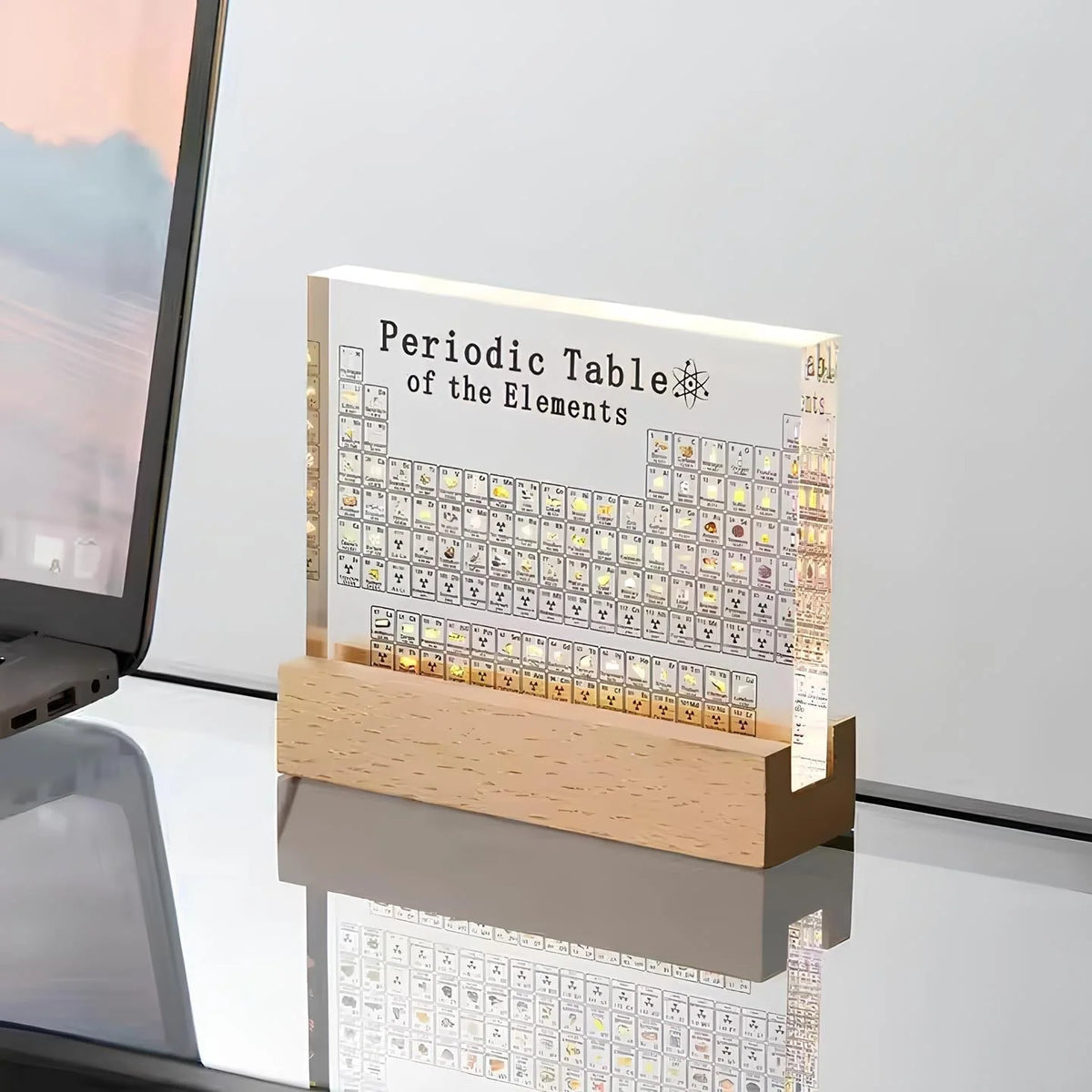 Periodic Table Display 83 Real Elements USB-Powered Illuminated