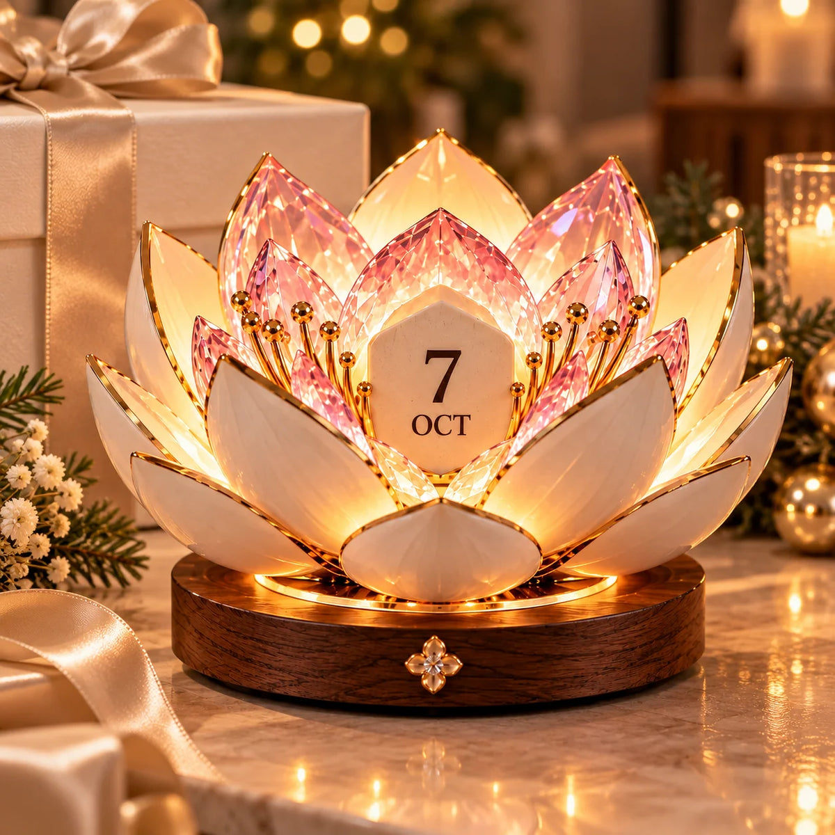 Perpetual Calendar Automatic Blooming Flower Design Desk Decor