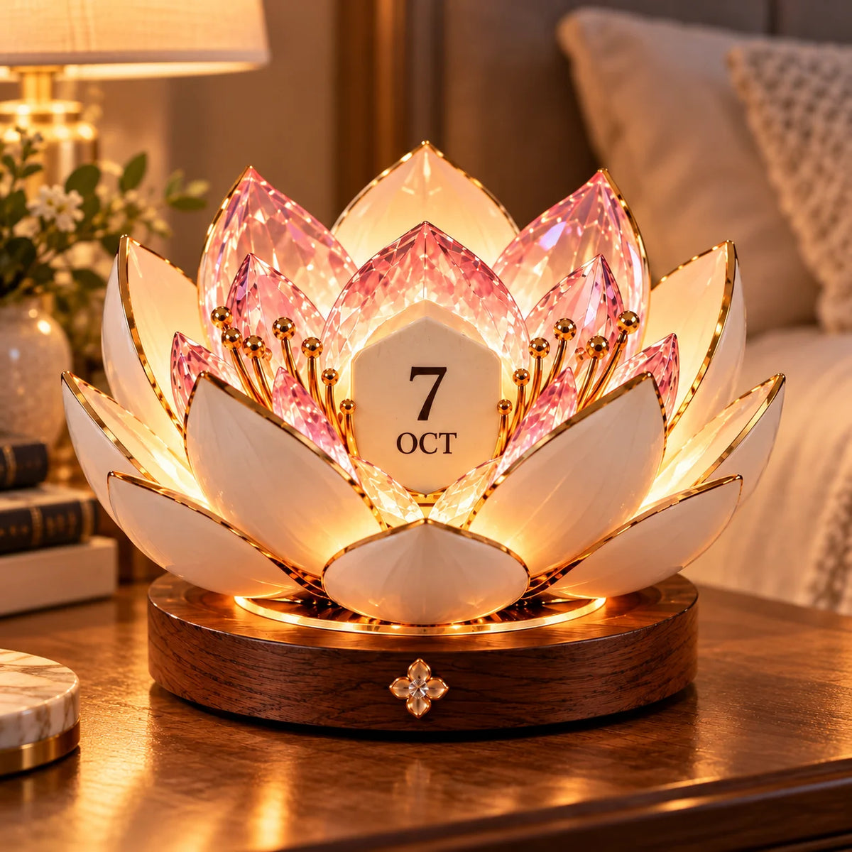 Perpetual Calendar Automatic Blooming Flower Design Desk Decor