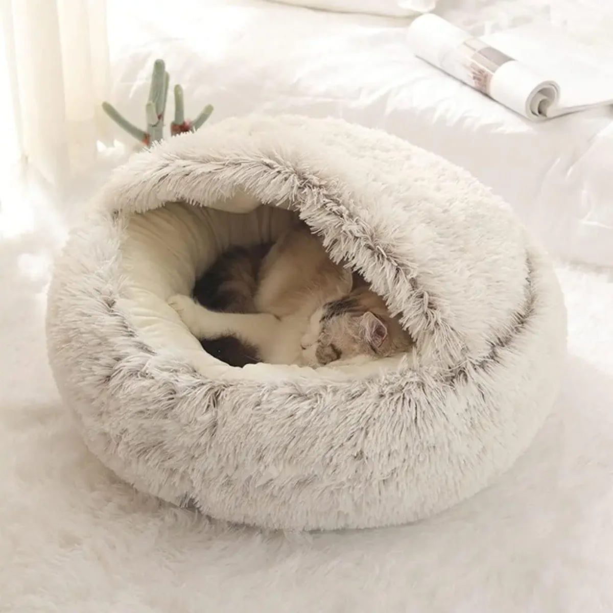 Pet Bed Hooded Cave Joint-Supportive Removable Washable Cover