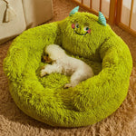 Pet Bed Plush Coral Fleece Machine Washable Monster Design