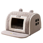 Pet Bed Semi-Enclosed Plush Machine Washable Non-Slip