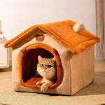 Pet Bed Semi-Enclosed Plush Non-Slip Base