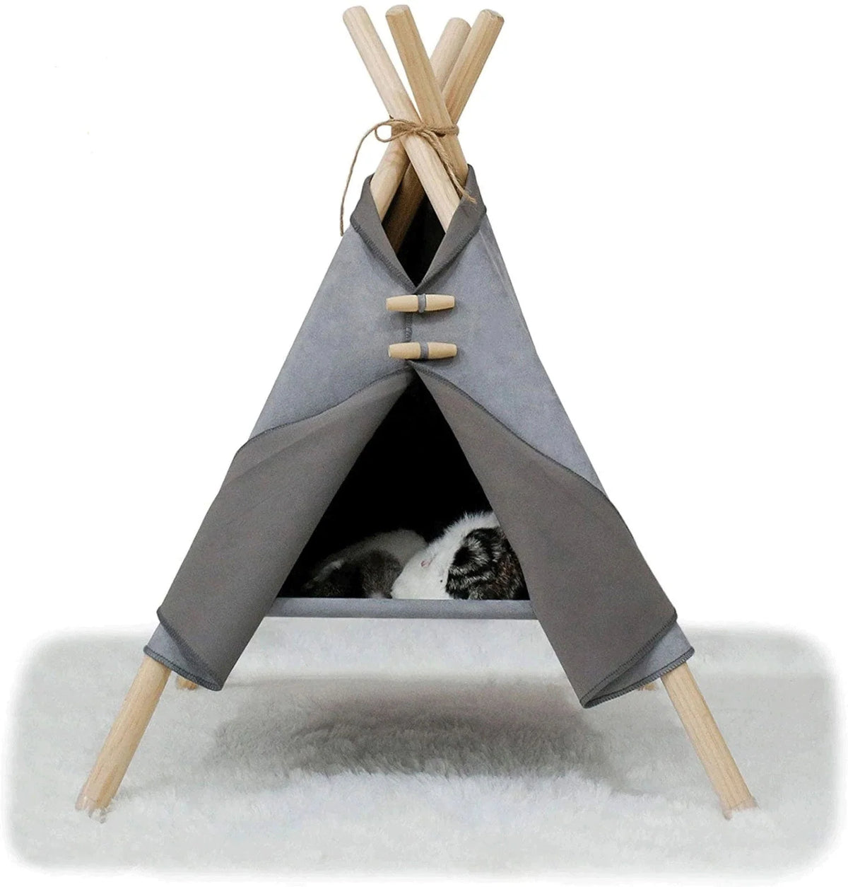 Pet Bed Tent Canvas Wooden Frame Portable Cozy Hideaway