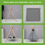 Pet Bed Tent Canvas Wooden Frame Portable Cozy Hideaway