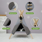 Pet Bed Tent Canvas Wooden Frame Portable Cozy Hideaway