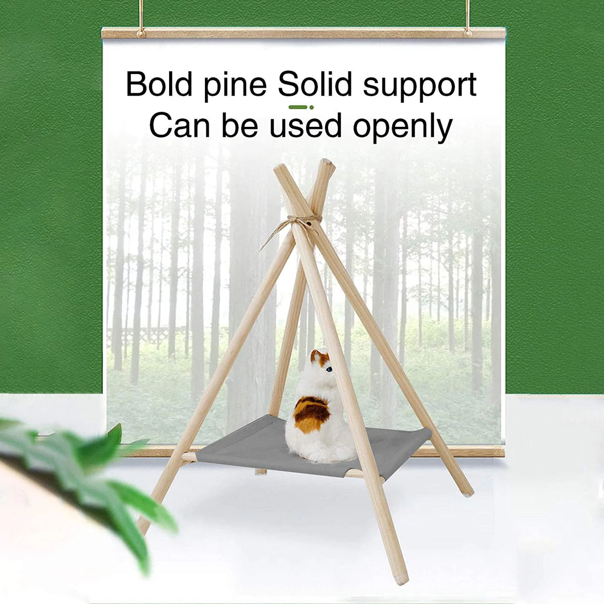 Pet Bed Tent Canvas Wooden Frame Portable Cozy Hideaway