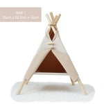 Pet Bed Tent Canvas Wooden Frame Portable Cozy Hideaway