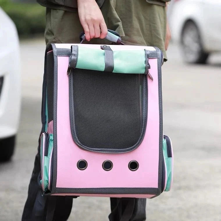 Pet Carrier Backpack Transparent Window Breathable Nylon Zipper Closure
