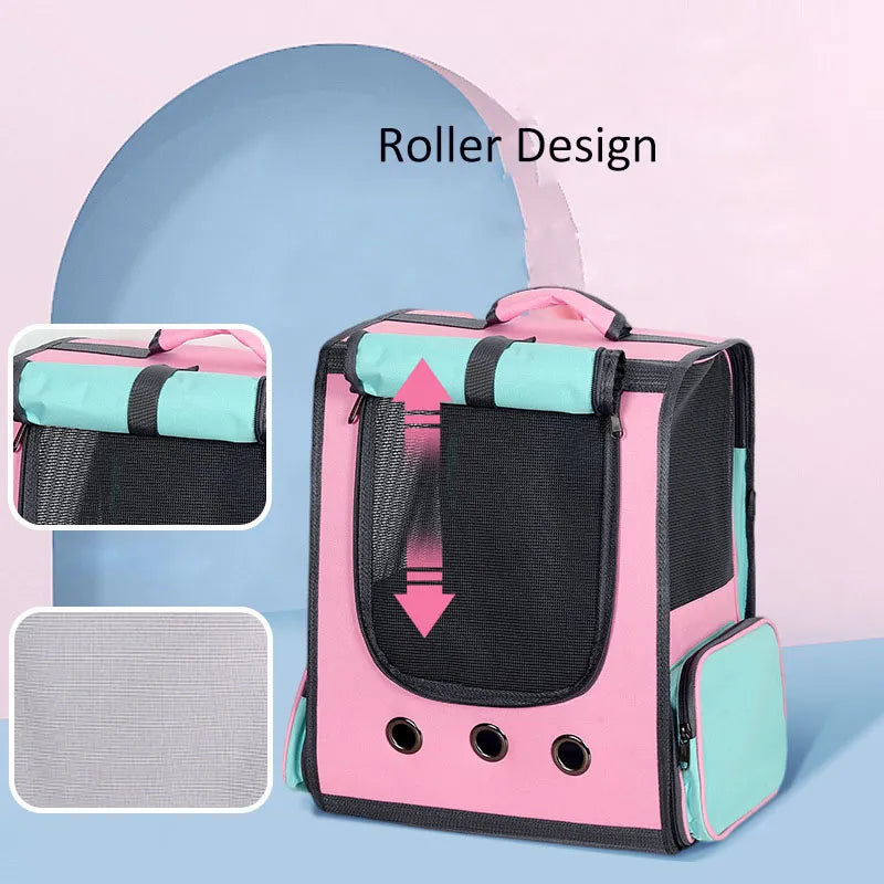 Pet Carrier Backpack Transparent Window Breathable Nylon Zipper Closure