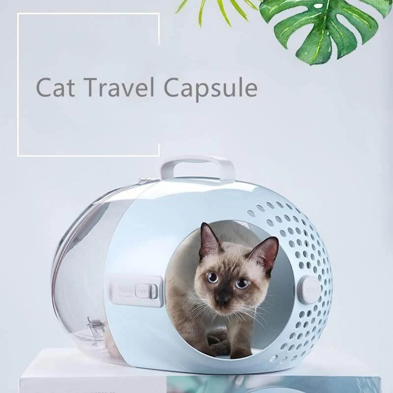 Pet Carrier Transparent Shell 360-Degree Ventilation Lightweight ABS