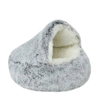 Pet Cave Bed Plush Hooded Machine Washable Cover