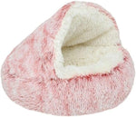 Pet Cave Bed Plush Hooded Machine Washable Cover