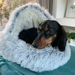 Pet Cave Bed Plush Hooded Machine Washable Cover