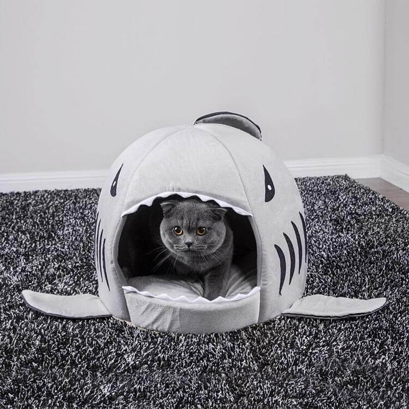 Pet Cave Bed Shark Design Extra-Thick Soft Cushion