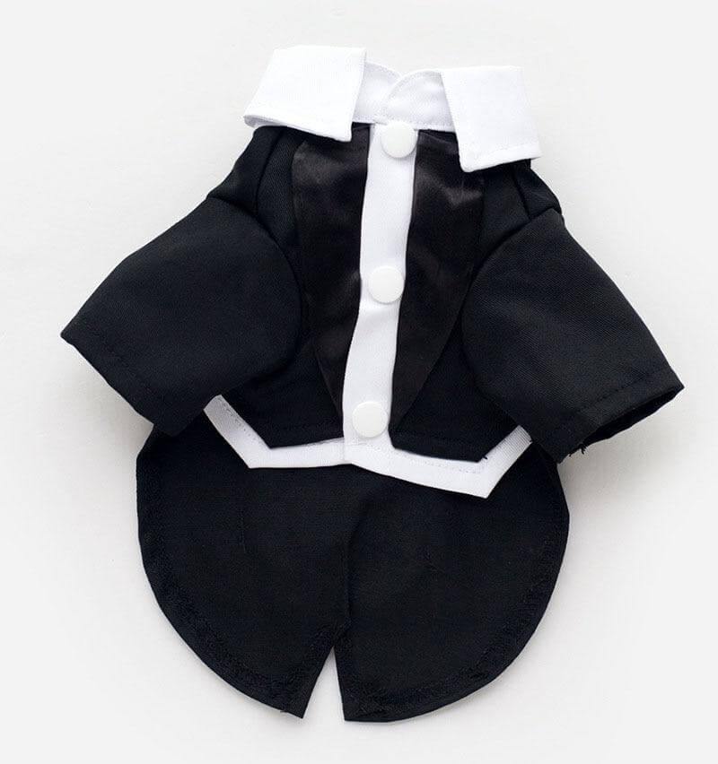 Pet Costume Black Formal Jumpsuit with Collar & Red Tie